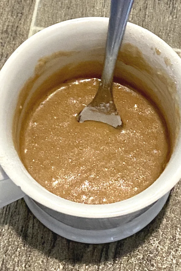 cake batter in mug 