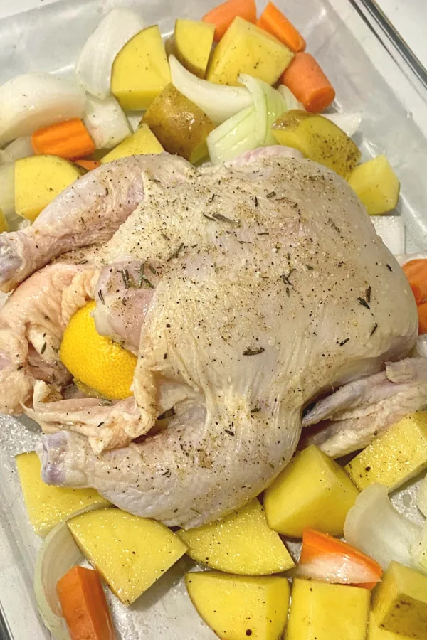 hen and veggies 