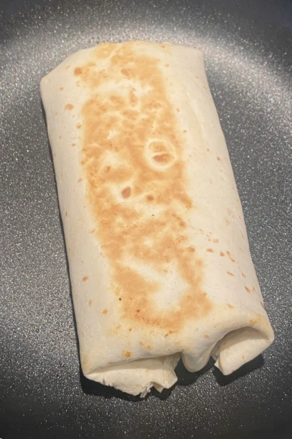 Barbecue Chicken Wrap in skillet 