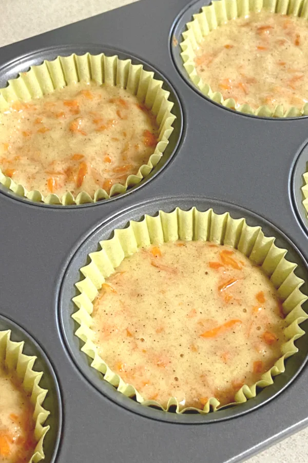 bits of carrots in cake batter
