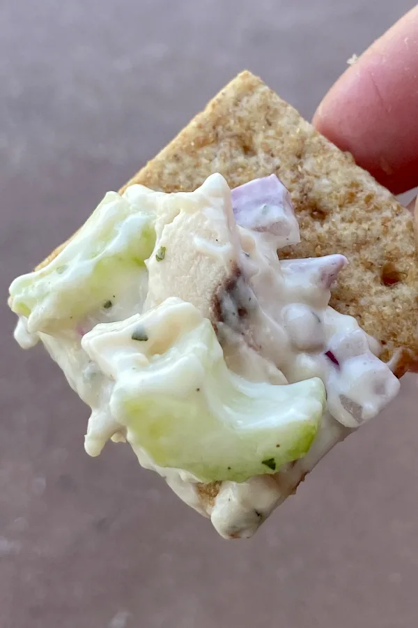 chicken spread on a cracker 