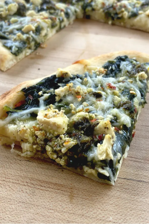 3 cheese spinach pesto flatbread 