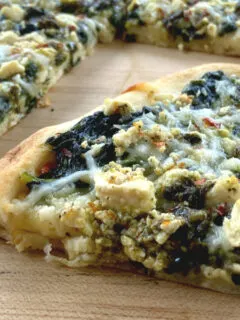 3 cheese spinach pesto flatbread