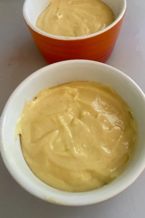 cake batter in ramekin