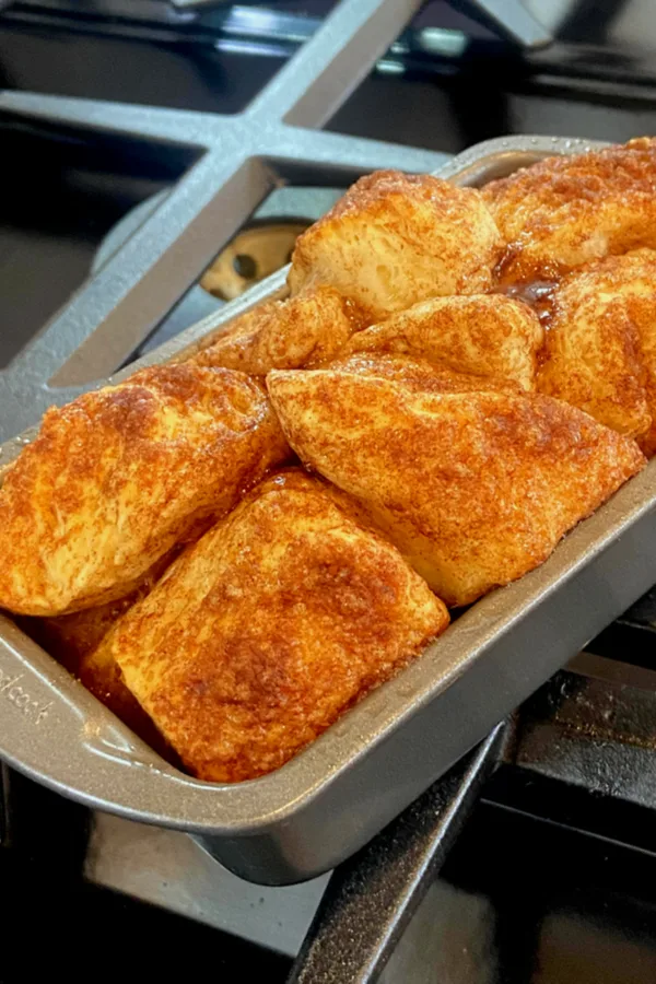 cooked biscuit bites with cinnamon sugar