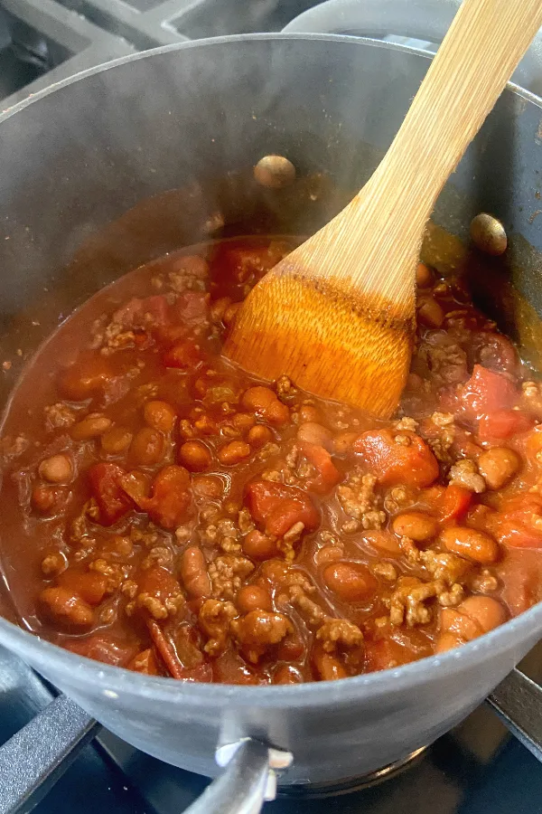 chili in a saucepan