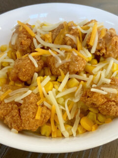 popcorn chicken mashed potato bowl