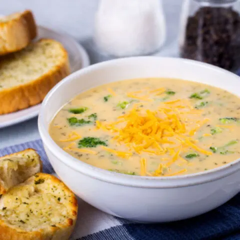 broccoli cheddar soup and garlic bread