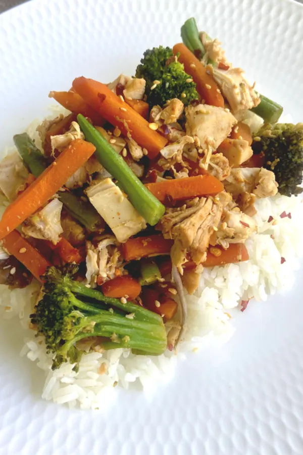 leftover turkey stir fry over rice 