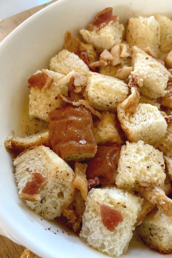 soaked bread cubes