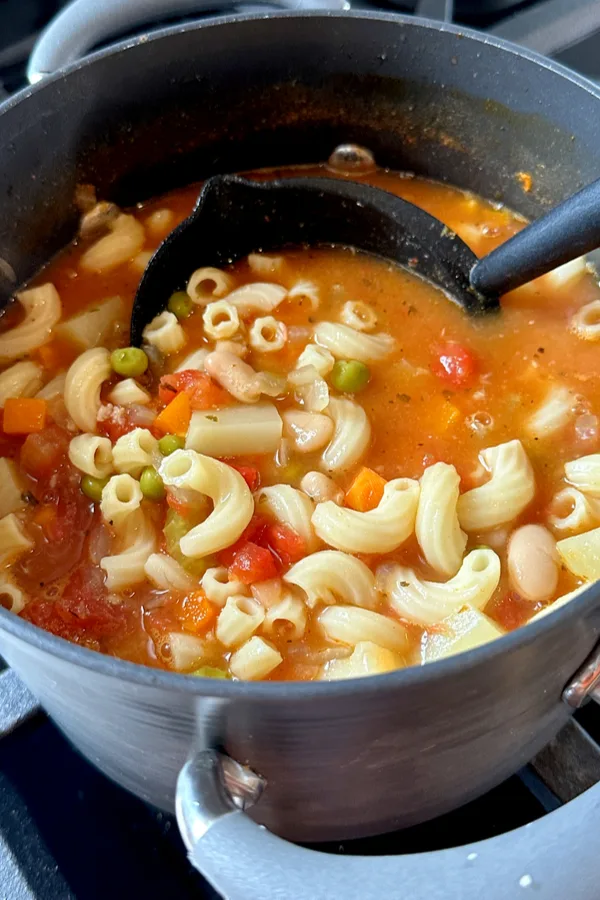 vegetables and noodles in broth