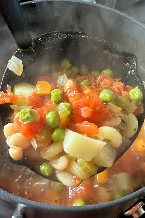 potatoes, peas, beans in soup