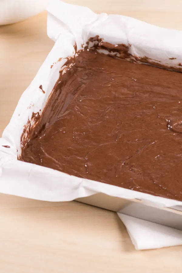 brownie batter in pan 