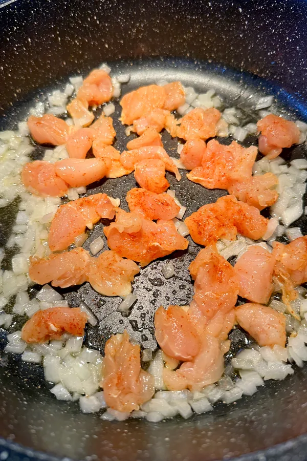 diced onion and chicken