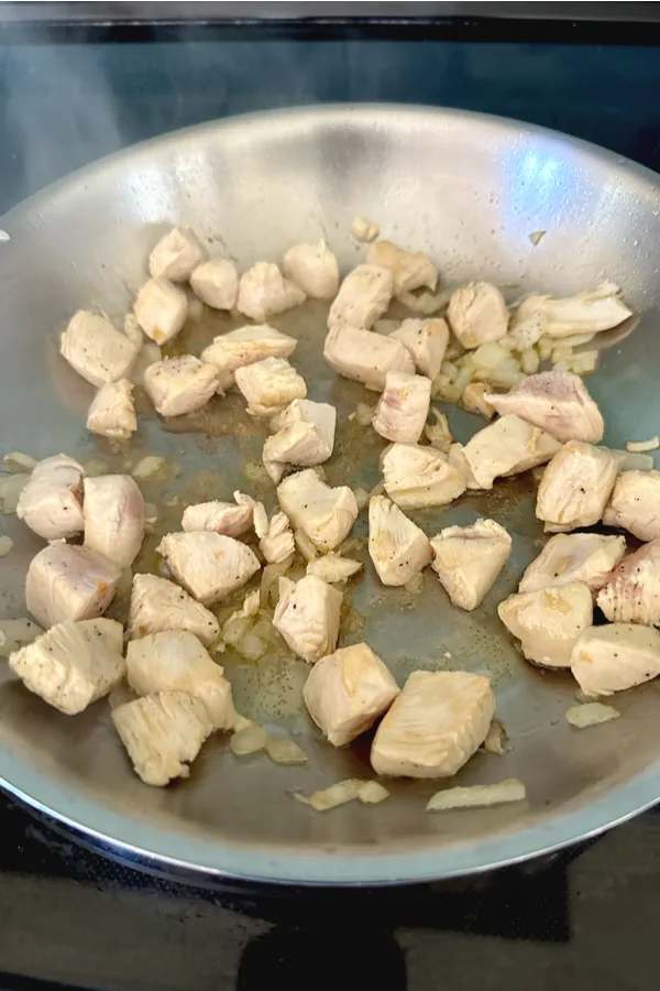saute diced chicken