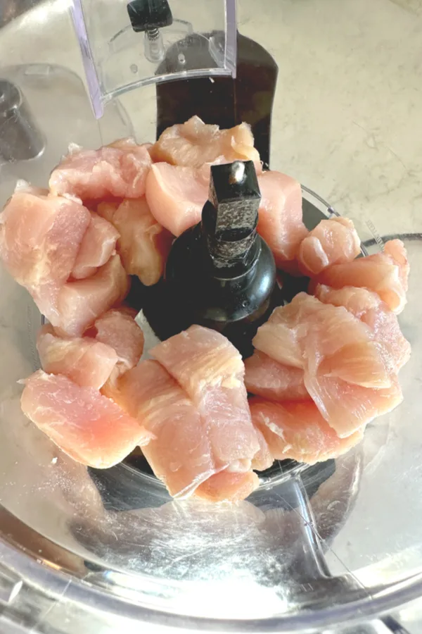 chicken chunks in food processor