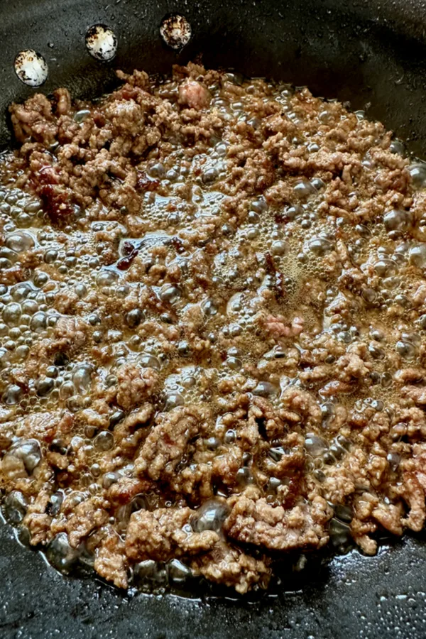 ground beef in skillet 