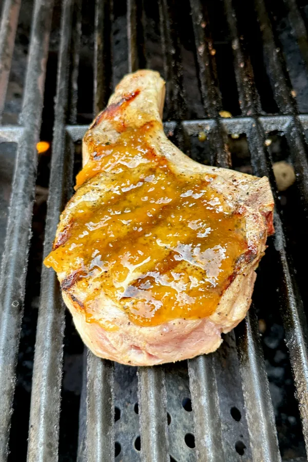 peach glaze on pork chop