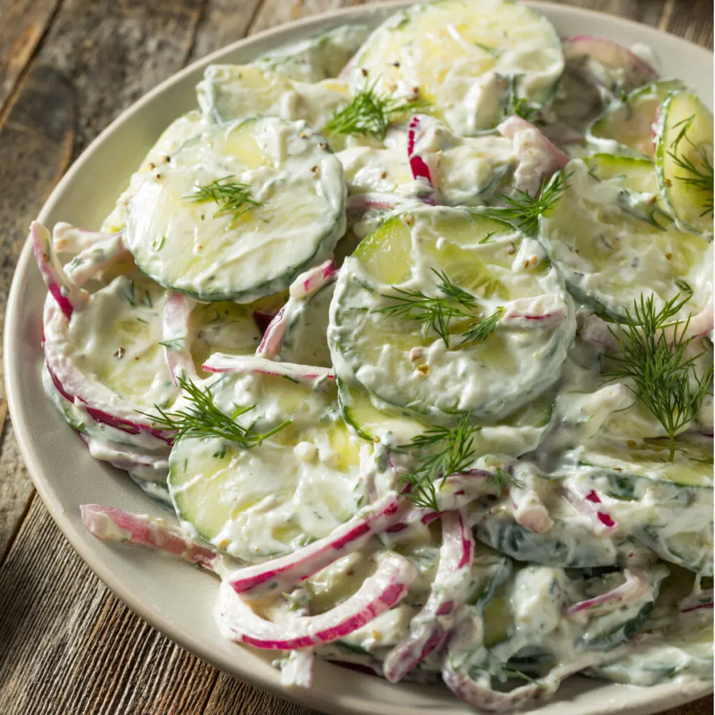 creamy cucumber and onion salad 