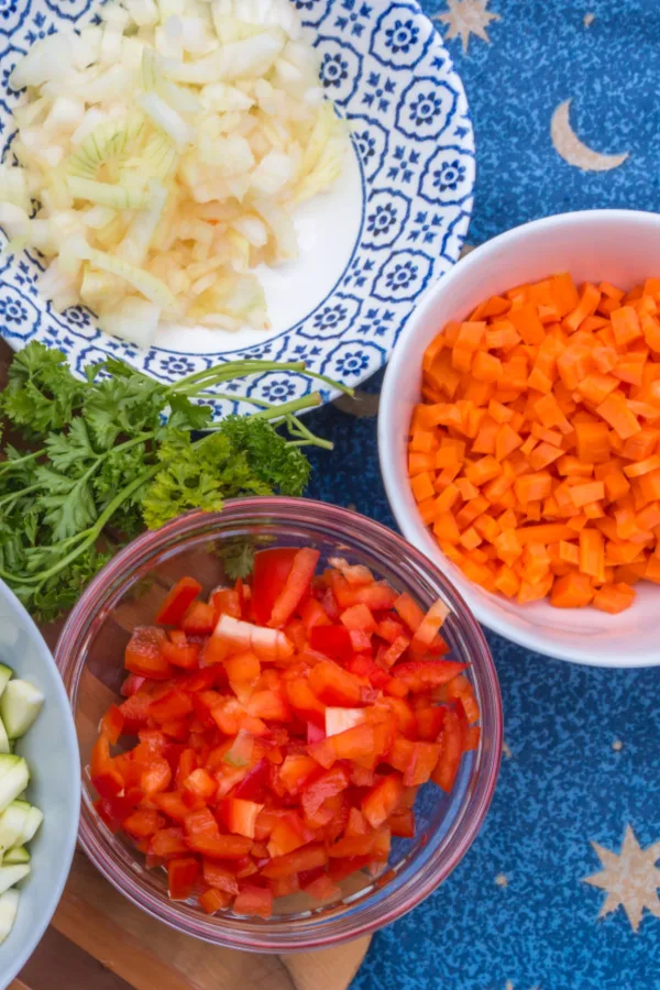 diced vegetables