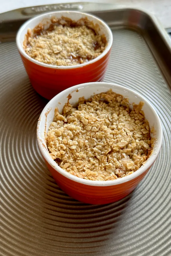2 ramekins of baked zucchini crisp
