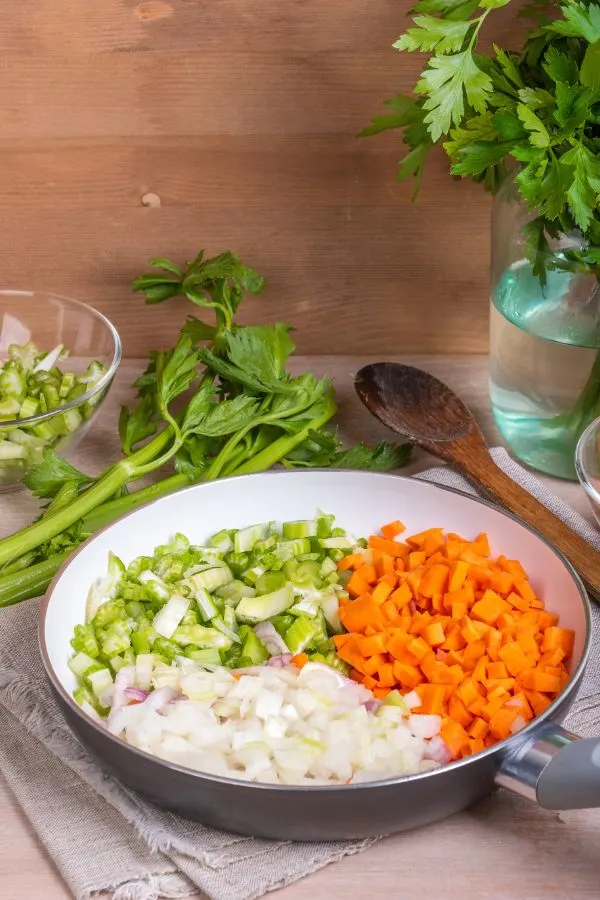 carrots, onion, celery and parsley