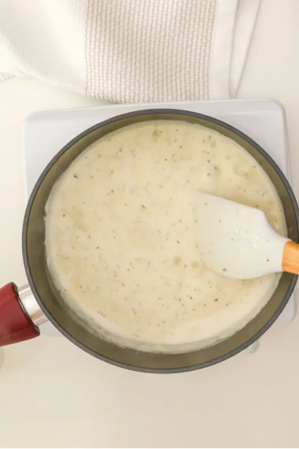 Alfredo sauce in pot