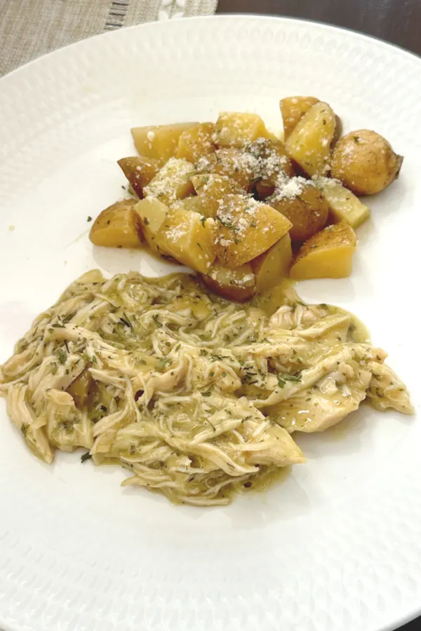 crock pot shredded Ranch chicken and potatoes