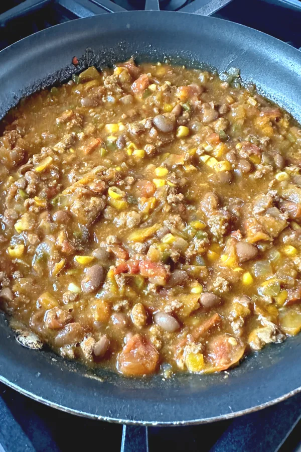 chili in skillet 