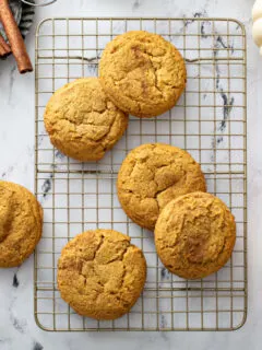 cake mix pumpkin cookies on cooling rack