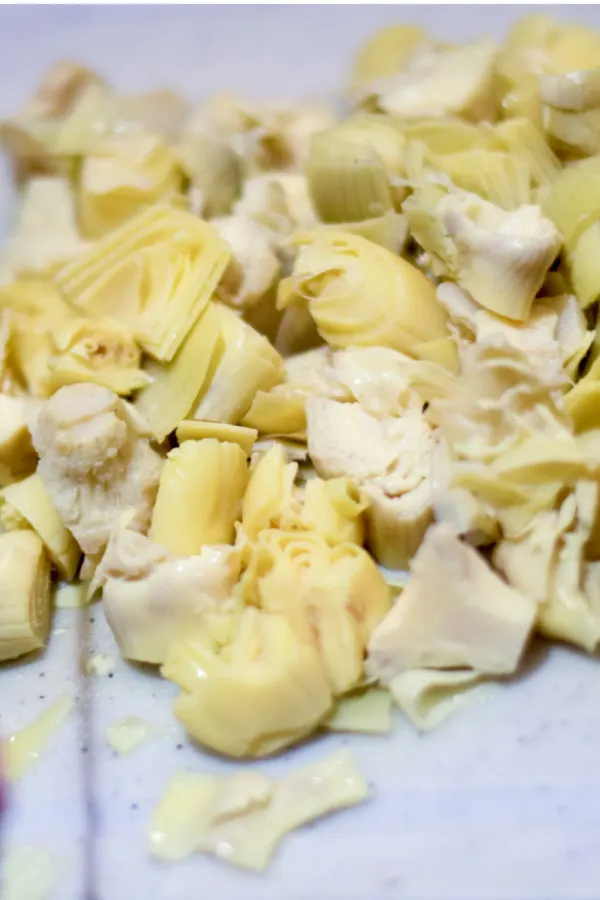 dicing artichokes