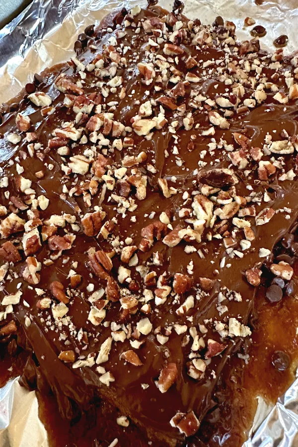Christmas crack candy in a baking dish