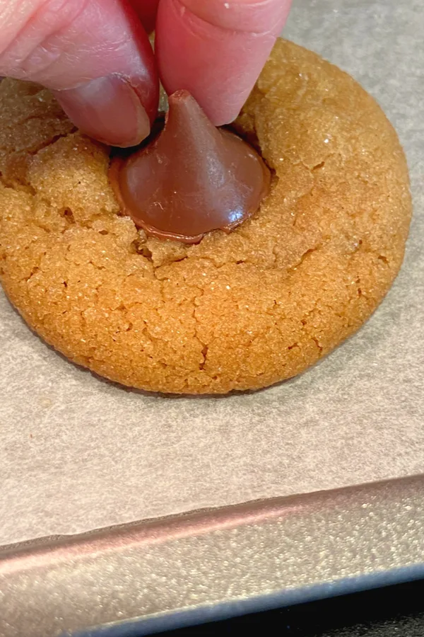 chocolate candy in the middle of cookie
