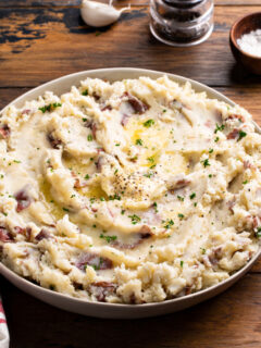 a bowl of red skin mashed potatoes