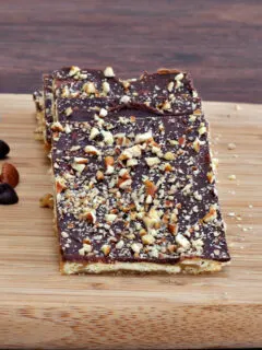 Christmas crack candy on wooden board