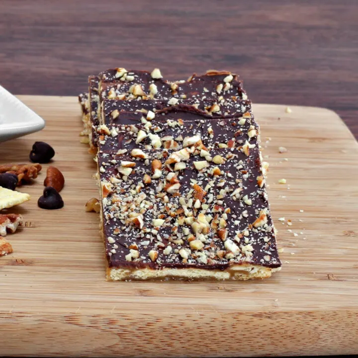 Christmas crack candy on wooden board