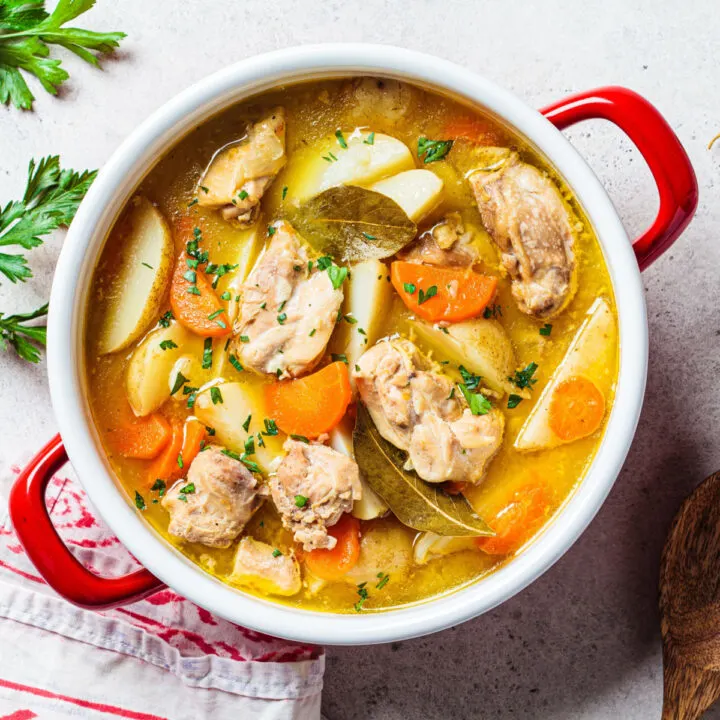 a pot of turkey stew