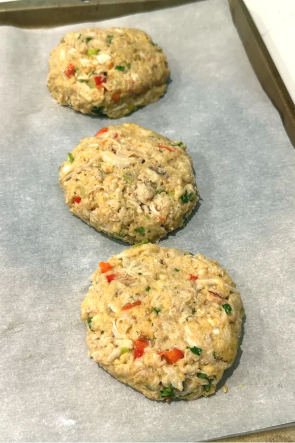 formed patties on parchment paper