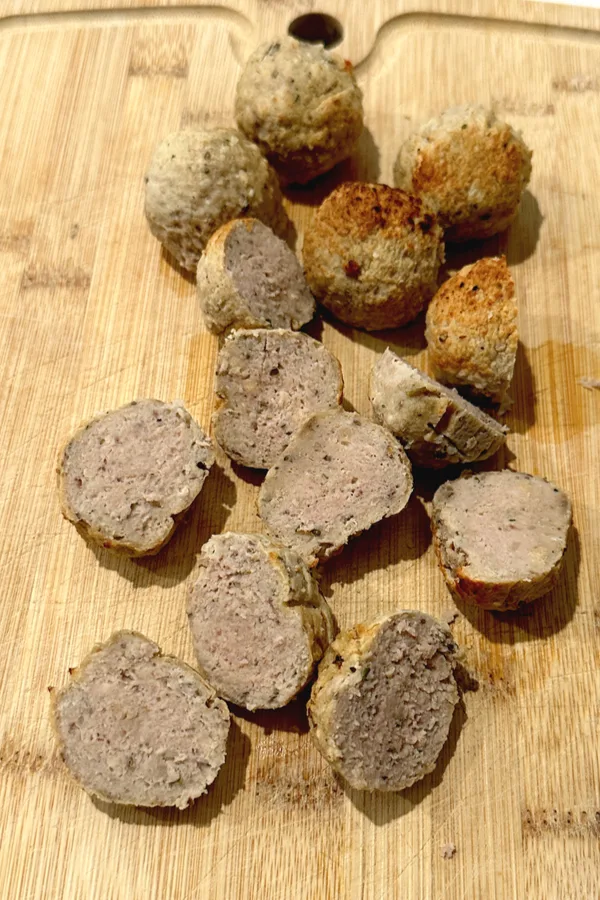 meatballs sliced in half 