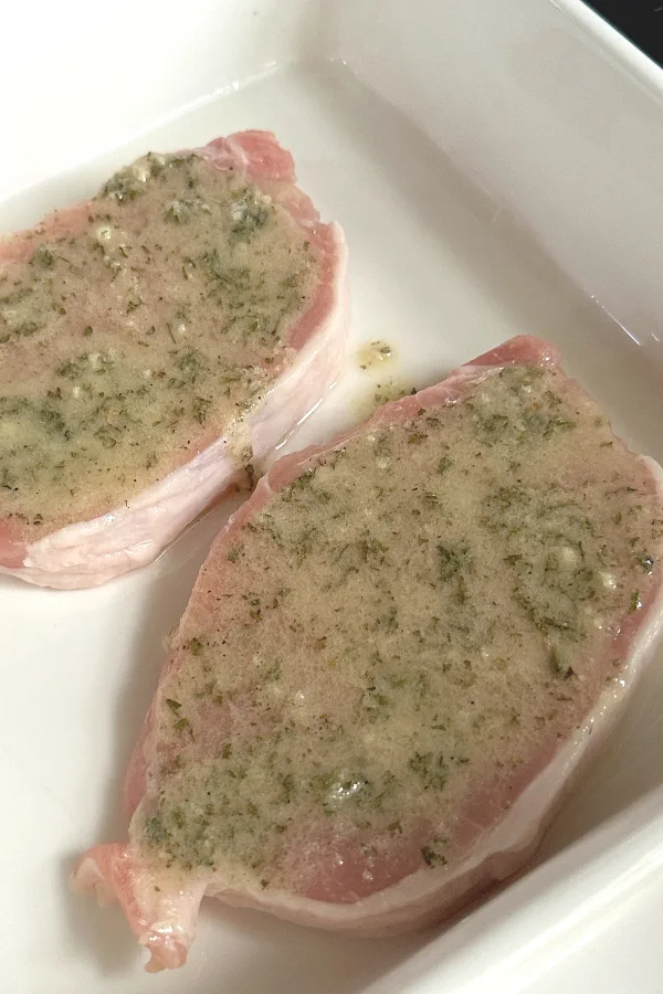 seasoned pork in baking dish