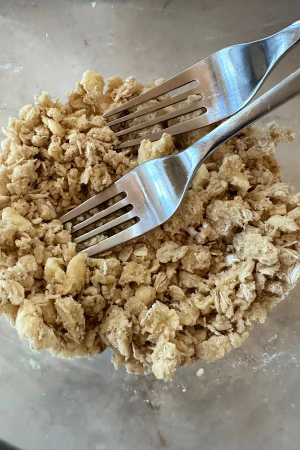 Making crumble topping for Irish Apple cake 