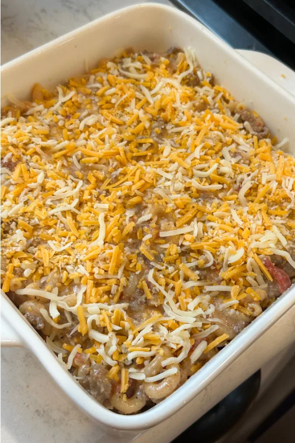 cheese on cheeseburger casserole