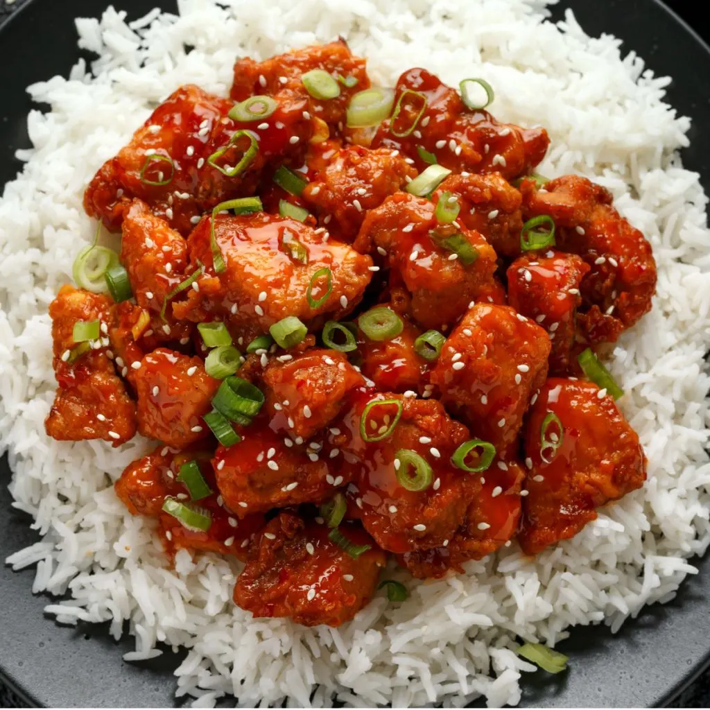 general tso's chicken over white rice