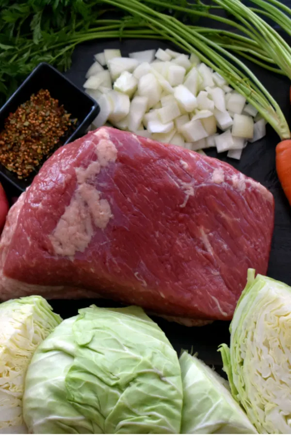 raw corned beef and cabbage