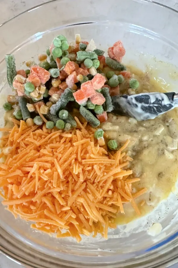 frozen veggies and shredded cheese
