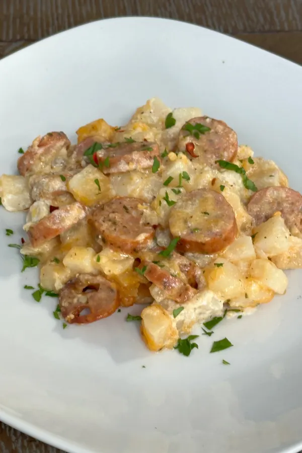casserole dinner on white plate