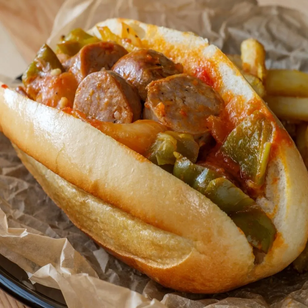 sheet pan sausage hoagie