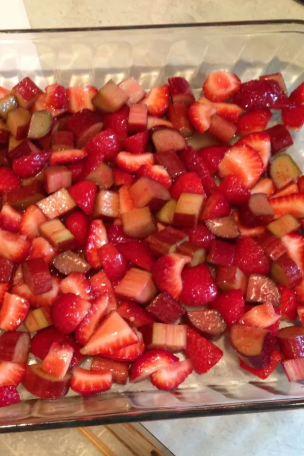 fruit filling in baking dish