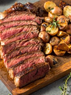 strip steak and potatoes