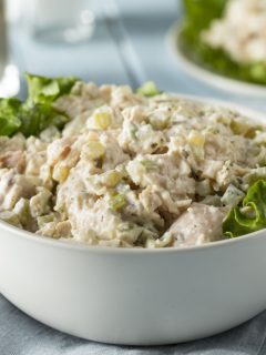 Hawaiian chicken salad in bowl
